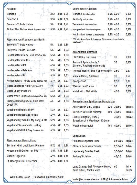 Schneeeule Salon für Berliner Bierkultur