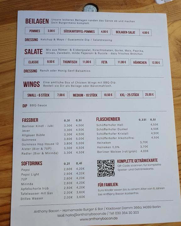 Anthony Bacon - Homemade Burger & Bar